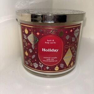 Bath & Body Works " Holiday" 3 Wick candle New